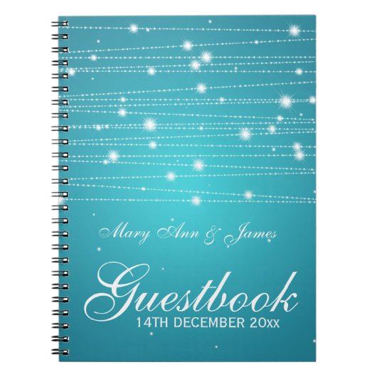 Weddenschap Guestbook Sparking Lines Turquoise Notitieboek (Voorkant)