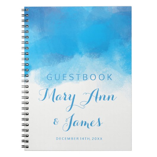 Weddenschap Guestbook Summer Blue Waterverf Notitieboek (Voorkant)