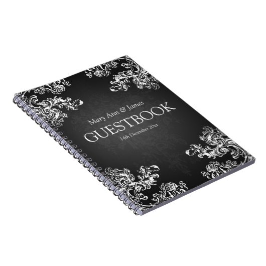 Weddenschap Guestbook  Swirls 2 Black Notitieboek (Rechterzijde)