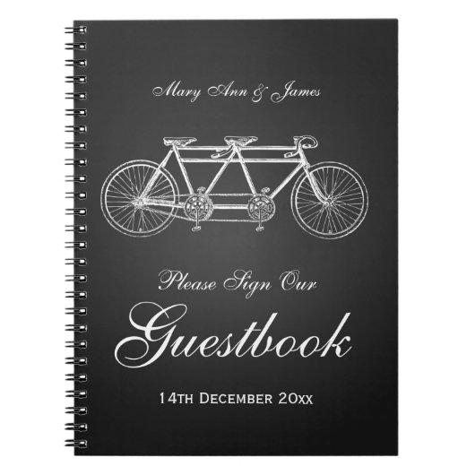 Weddenschap Guestbook Tandem Bike Black Notitieboek (Voorkant)