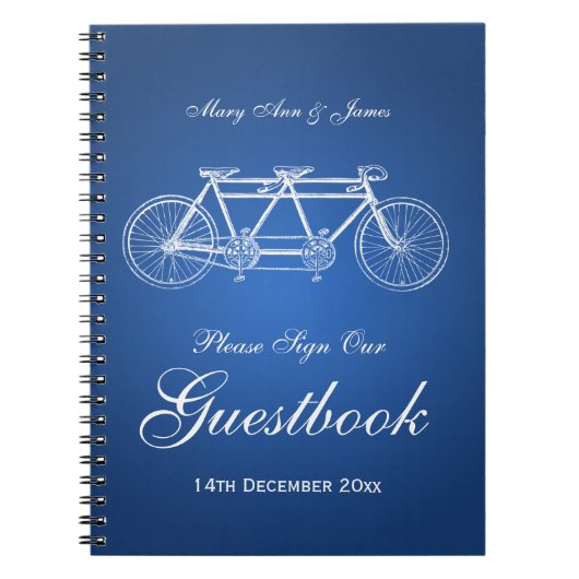 Weddenschap Guestbook Tandem Bike Blue Notitieboek (Voorkant)