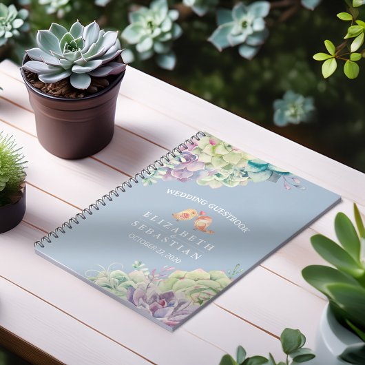 Weddenschap Guestbook Waterverf Succulente Planten Notitieboek