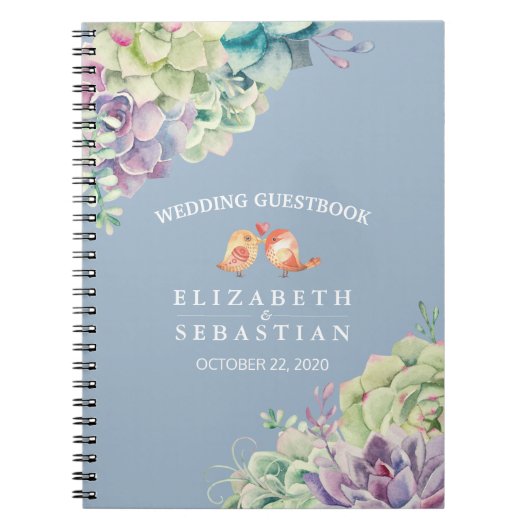Weddenschap Guestbook Waterverf Succulente Planten Notitieboek (Voorkant)