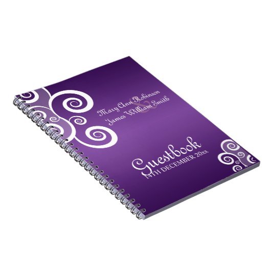 Weddenschap Guestbook White Swirls Paars Notitieboek (Rechterzijde)