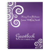 Weddenschap Guestbook White Swirls Paars Notitieboek (Voorkant)