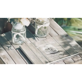 Weddenschap Guestbook Wood Chic Mason Jar String L Gastenboek