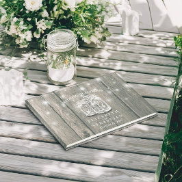 Weddenschap Guestbook Wood Chic Mason Jar String L Gastenboek