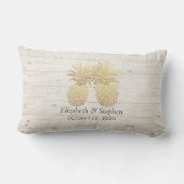 Weddenschap Gulden Pineappel Paars Rustisch hout Kussen (Achterkant)