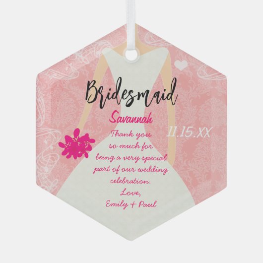 Weddenschap Gündesmaid Kies achtergrondkleur Glas Ornament (Voorkant)