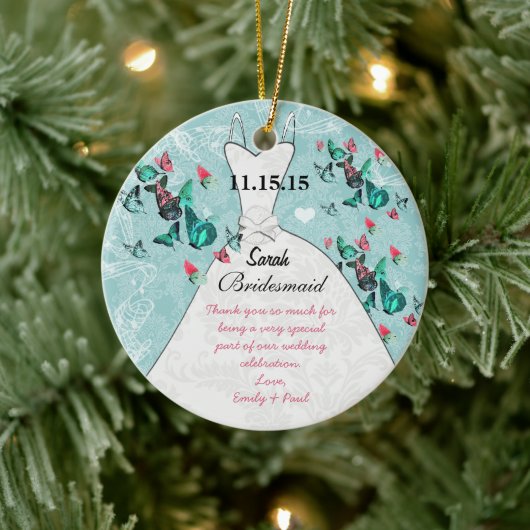 Weddenschap Gwn Bridesmaid Butterfly Kies kleur Keramisch Ornament (Boom)