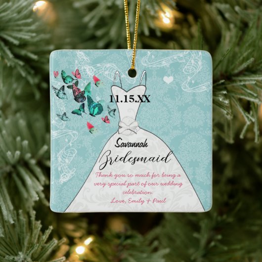 Weddenschap Gwn Bridesmaid Butterfly Kies kleur Keramisch Ornament (Boom)