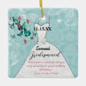 Weddenschap Gwn Bridesmaid Butterfly Kies kleur Keramisch Ornament (Voorkant)