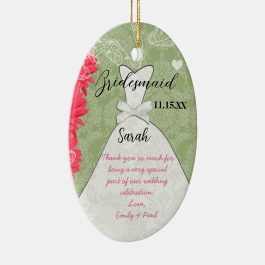 Weddenschap Gwn Bridesmaid Gerber Daisy Kies kleur Keramisch Ornament (Rechts)