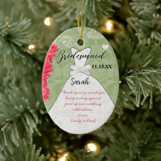 Weddenschap Gwn Bridesmaid Gerber Daisy Kies kleur Keramisch Ornament (Boom)