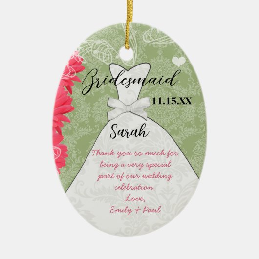 Weddenschap Gwn Bridesmaid Gerber Daisy Kies kleur Keramisch Ornament (Voorkant)