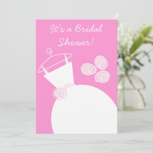 Weddenschap Gwn Pink brudal douche uitnodiging wit (Staand voorkant)