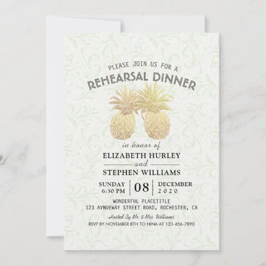 Weddenschap Hand Dinner Chic Gold Foil Pananas Kaart (Voorkant)