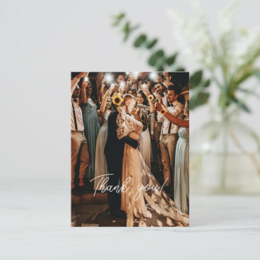 Weddenschap Handgeschreven Bedankt 1 Foto Briefkaart (Staand voorkant)