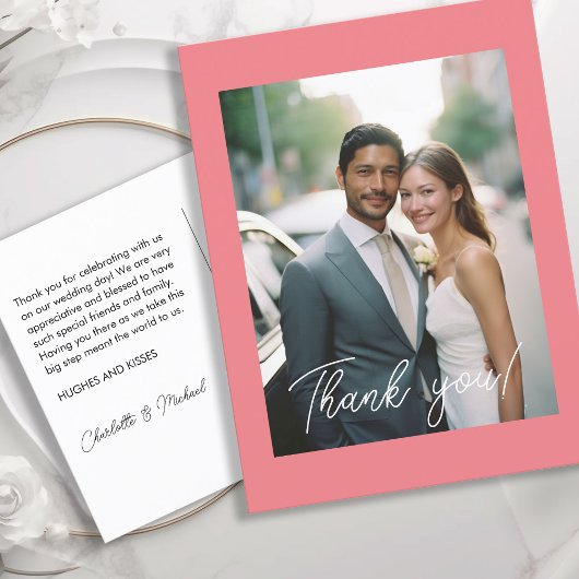 Weddenschap Handgeschreven Bedankt 1 Foto Briefkaart