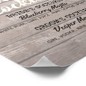Weddenschap Handtekening Cocktail Drink Menu Houte Poster (Hoek)