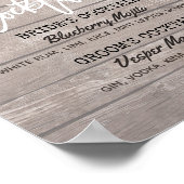 Weddenschap Handtekening Cocktail Drink Menu Houte Poster (Hoek)