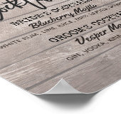 Weddenschap Handtekening Cocktail Drink Menu Houte Poster (Hoek)
