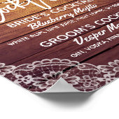 Weddenschap Handtekening Drink menu Hout Floral Poster (Hoek)