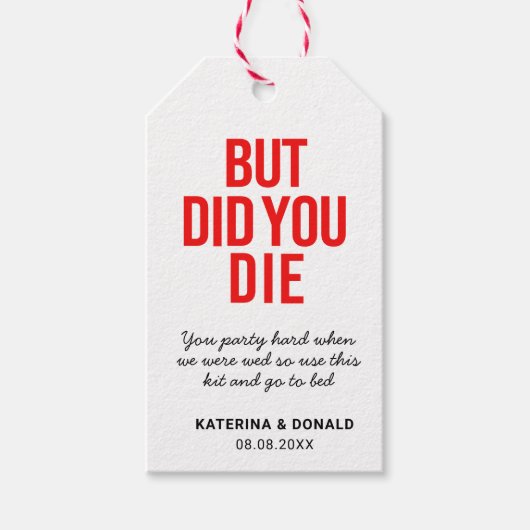 Weddenschap Hangover Recovery Kit Gift Labels Cadeaulabel (Voorkant)