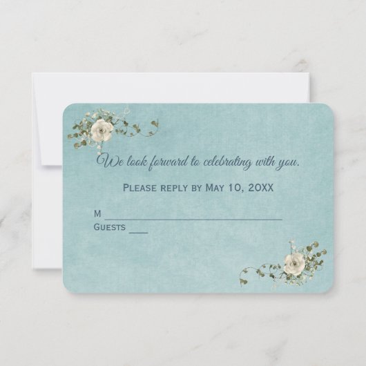 Weddenschap Hart RSVP op Aqua Kaart (Achterkant)