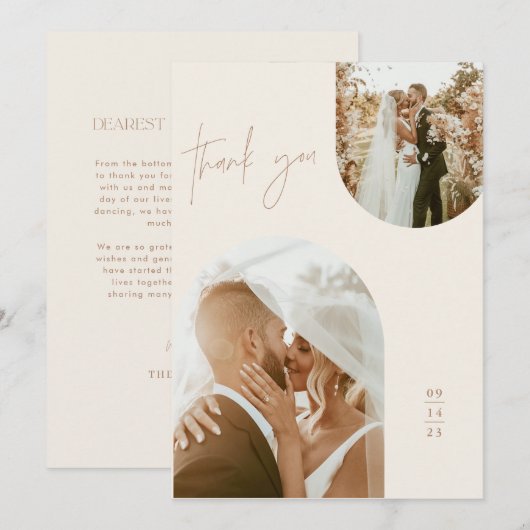 Weddenschap Hartelijk dank | Boho Arch Foto bedank Kaart (Voorkant / Achterkant)