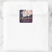 Weddenschap Hartelijk dank Boho Floral Feather Paa Vierkante Sticker (Tas)