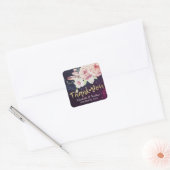 Weddenschap Hartelijk dank Boho Floral Feather Paa Vierkante Sticker (Envelop)