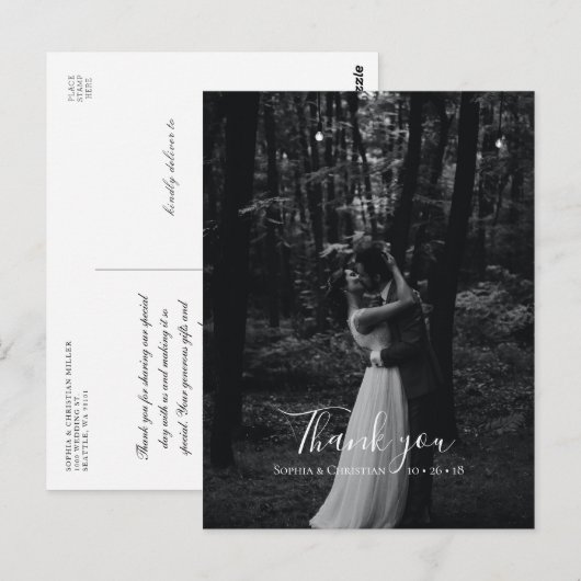 Weddenschap Hartelijk dank Briefkaart fotokaart (Voorkant / Achterkant)