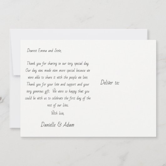 Weddenschap Hartelijk dank Briefkaart - Paar voor (Achterkant)