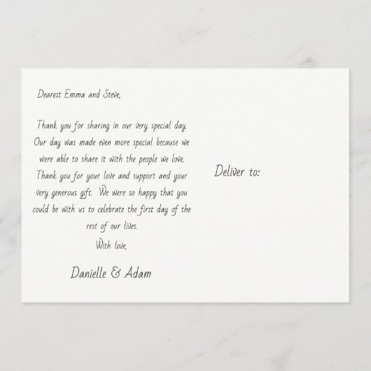 Weddenschap Hartelijk dank Briefkaart - Paar voor  (Achterkant)