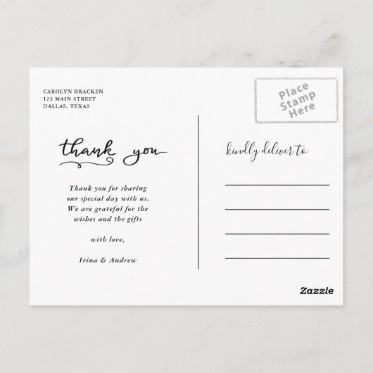 Weddenschap Hartelijk dank Casual script | Twee fo Briefkaart (Achterkant)