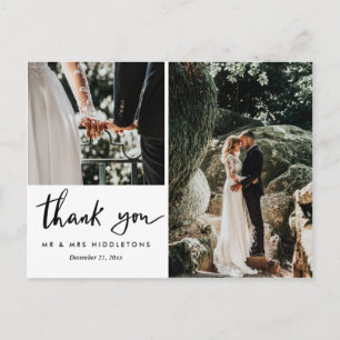 Weddenschap Hartelijk dank Casual script   Twee fo Briefkaart