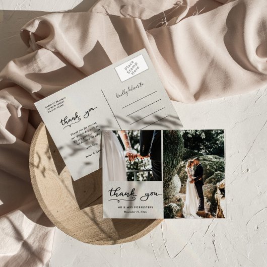 Weddenschap Hartelijk dank Casual script | Twee fo Briefkaart