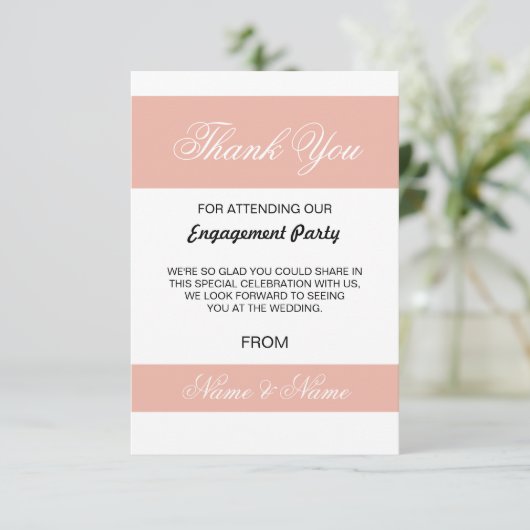 Weddenschap Hartelijk dank Coral en Witte Streep Kaart (Staand voorkant)