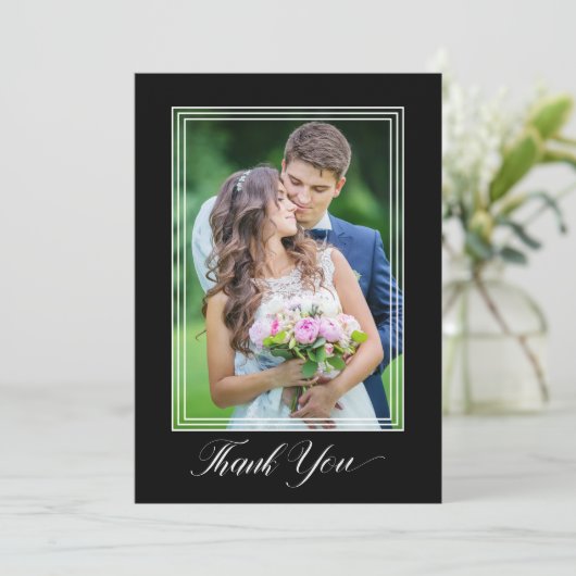 Weddenschap Hartelijk dank Elegant Script 2 Foto H Bedankkaart (Staand voorkant)