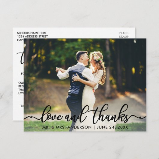 Weddenschap Hartelijk dank en foto's van Bedankt Briefkaart (Voorkant / Achterkant)