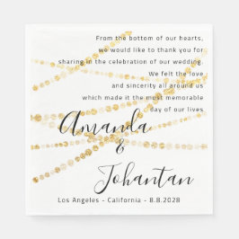 Weddenschap Hartelijk dank Floral Gold White Name  Servet