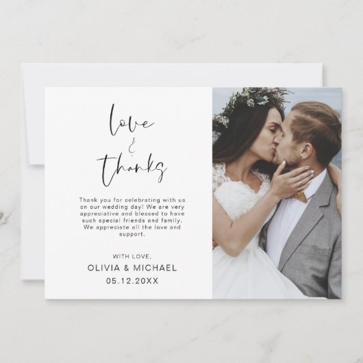 Weddenschap Hartelijk dank Foto Eenvoudig legant Bedankkaart (Voorkant)