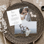 Weddenschap Hartelijk dank Foto Eenvoudig legant Bedankkaart<br><div class="desc">Wedding Dank je kaarten die een foto op de voor- en achterkant hebben. Dank u kaarten bevat een moderne hand geschreven kromme manuscripttypografie die elegant,  eenvoudig en modern zijn om na u de dag van de bruiloft te gebruiken.</div>