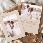 Weddenschap Hartelijk dank Foto minimalist Romanti Bedankkaart<br><div class="desc">Vier liefde en dankbaarheid met onze Budget Wedding Thank You Cards, ontworpen om uw minimalistische huwelijksfeest aan te vullen. Deze kaarten zijn voorzien van een gepersonaliseerde foto op zowel de voor- als achterkant, het vastleggen van de gekoesterde momenten van uw speciale dag. De elegante, handgeschreven cursieve scripttypografie voegt een vleugje...</div>