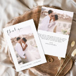 Weddenschap Hartelijk dank Foto minimalist Romanti Bedankkaart<br><div class="desc">Wedding Dank je kaarten die een foto op de voor- en achterkant hebben. De kaarten met dank bevatten een moderne handgeschreven cursieve scripttypografie die elegant,  eenvoudig en modern is om te gebruiken nadat u de minimalistische eenvoudige trouwdag hebt gevierd.</div>