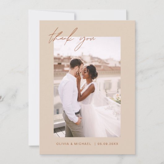 Weddenschap Hartelijk dank Foto minimalist Romanti Bedankkaart (Voorkant)