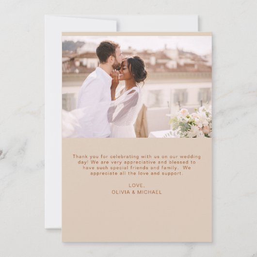 Weddenschap Hartelijk dank Foto minimalist Romanti Bedankkaart (Achterkant)