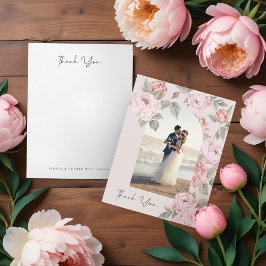 Weddenschap Hartelijk dank Foto Roze Pony Florals Bedankkaart