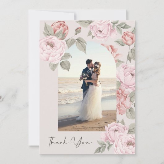 Weddenschap Hartelijk dank Foto Roze Pony Florals Bedankkaart (Voorkant)